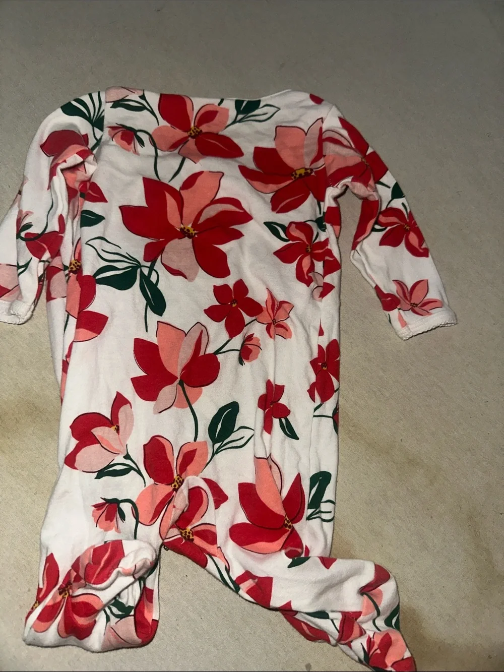Kids Size 6M Floral Baby One-Piece Footed Pajamas - Soft Cotton
